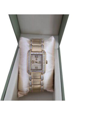 Judith Ripka 3.80 cttw Diamonique and Stainless Steel Regent Watch Goldtone